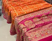 Orange Rani Gharchola Hand Embroidery Saree - Etsy