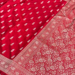 Red Banarasi Silk Sona Roopa Buttas Saree