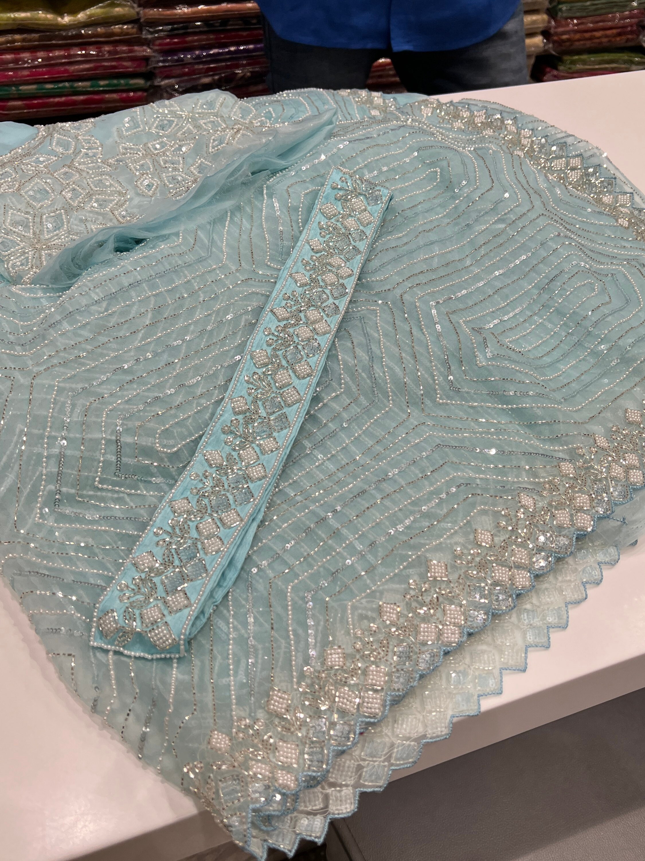 Kesa Organza Steel Blue Saree main image 1
