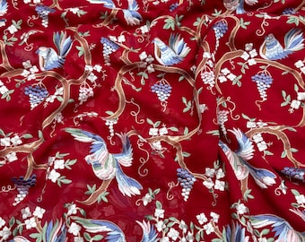 Red Georgette Parsi Gara Saree Chakla Chakli Design