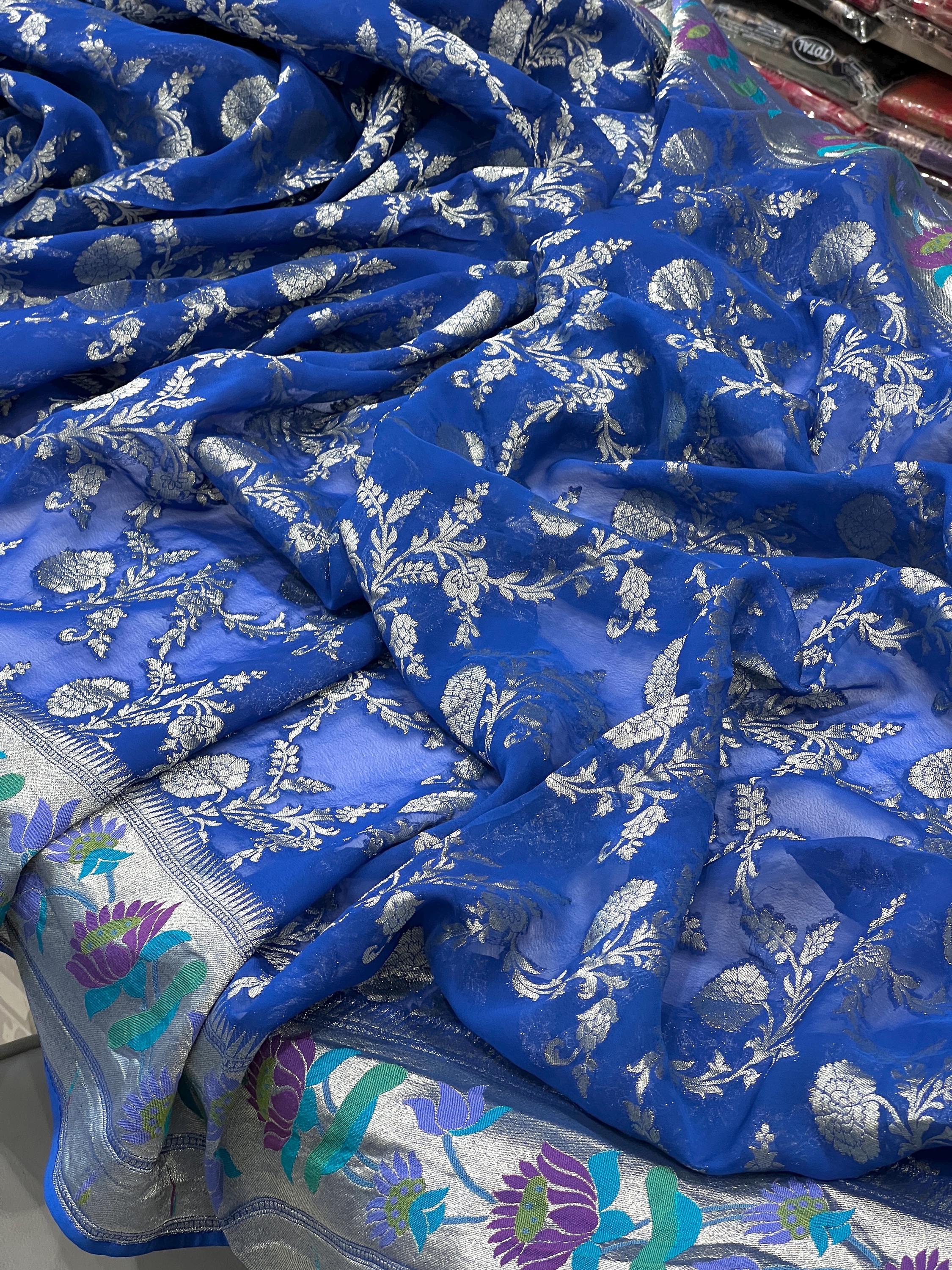 Blue Georgette Saree main image 0