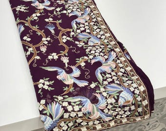 Wine Georgette Parsi Gara Saree Chakla Chakli Design