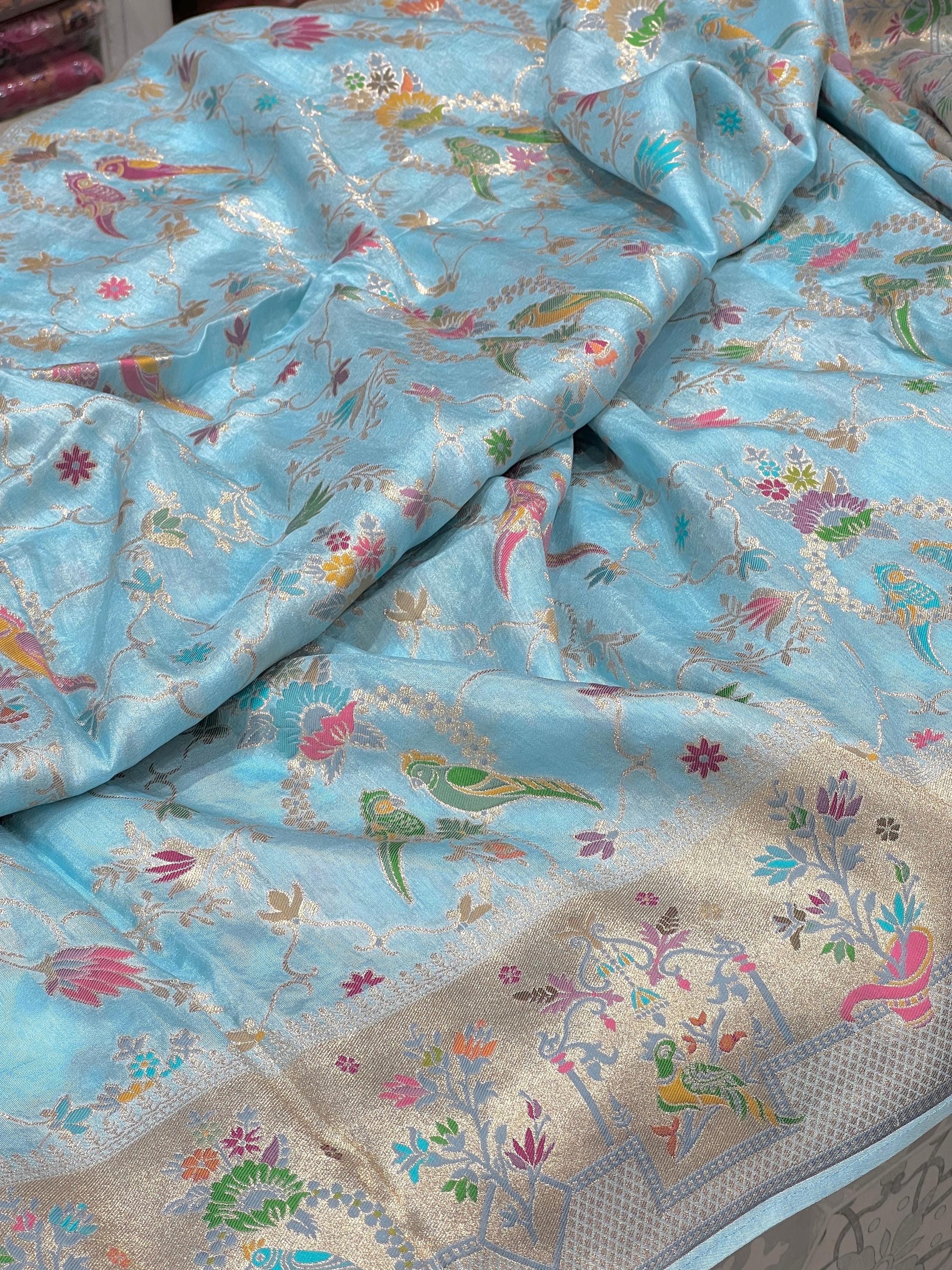 BLUE SHADE MUL MUNGA COTTON SILK SUIT