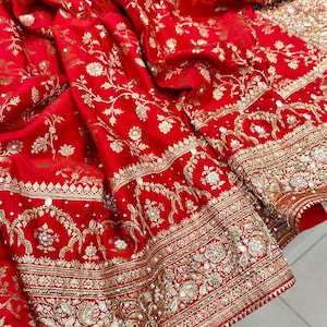 Red Banarasi Hand Embroidery Saree