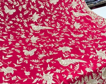 Rani Pink Crepe Parsi Gara Saree