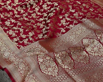 Maroon Banarasi Silk Heart Border Saree