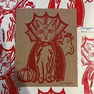 Vampire Greg - Linoleum Block Print