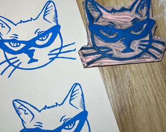 Greg The Cat Linoleum Block Print