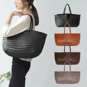 Woven Leather Tote Bag  size BIG Triple Jump-B TJB  YOCO  (Y9988TJB)