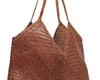 V- SHAPE woven Leather tote BAG Size Big (Y9988013VS)  YOCO