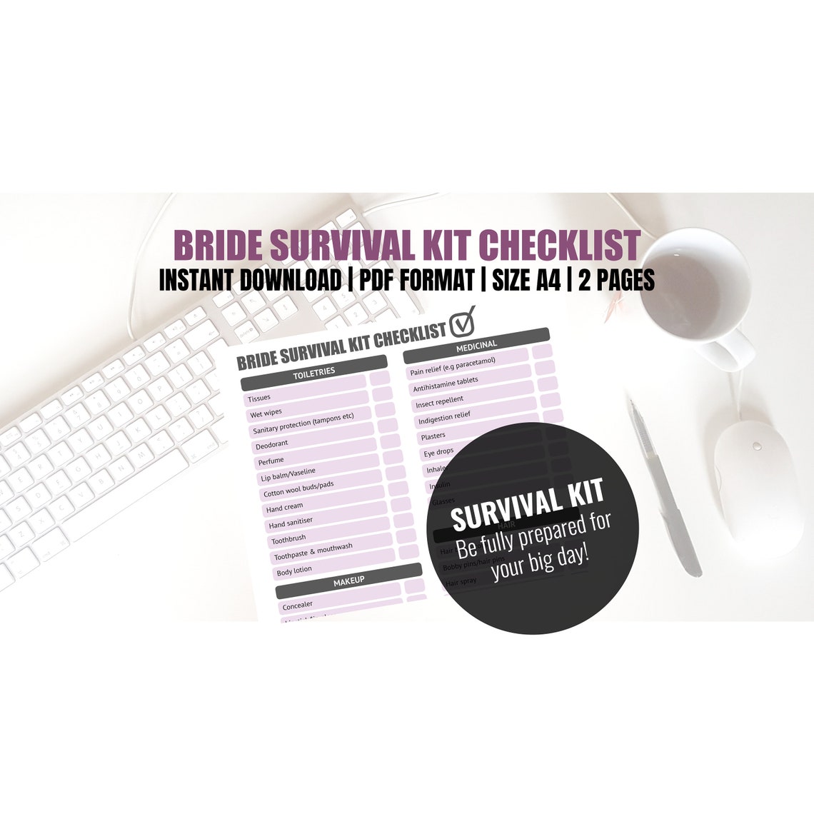 Bride Survival Kit Checklist Bride Emergency Kit Checker Etsy