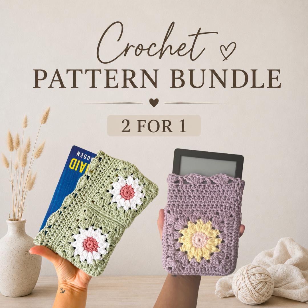 30 Book Sleeve Crochet Patterns for Stylish, Protective Handmade Reading Accessories 3 Oh Sweet Daisy Book Sleeve and Kindle Case Bundle