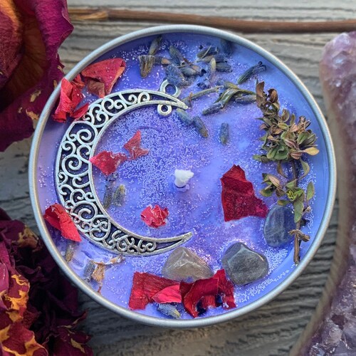 Full Moon Ritual Tealight Candles Crystal Candle Spell Etsy