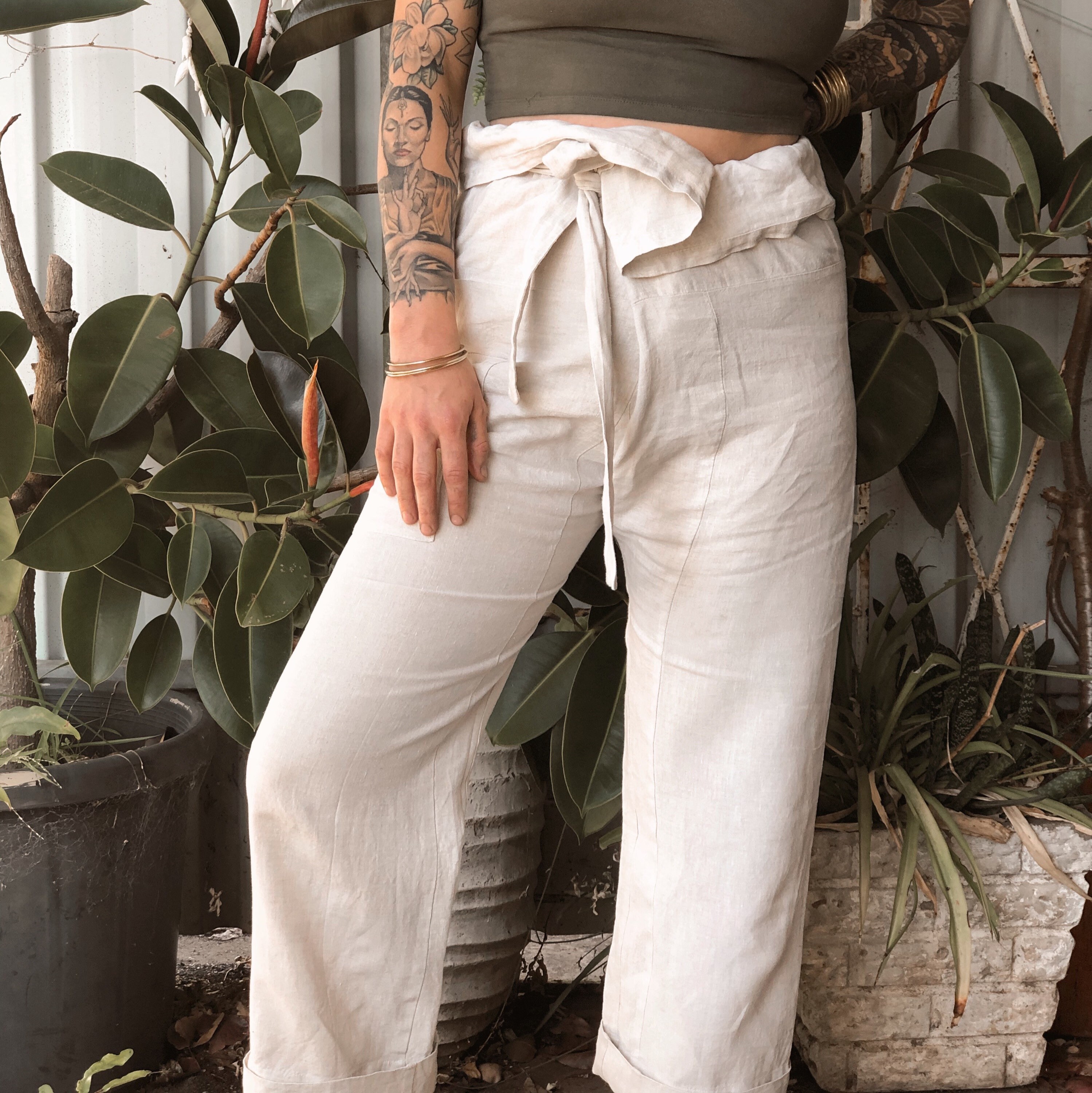 Linen Wrap Pants Etsy