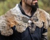 Rabbit leather viking cloak for larp or cosplay. Fantasy viking costume.