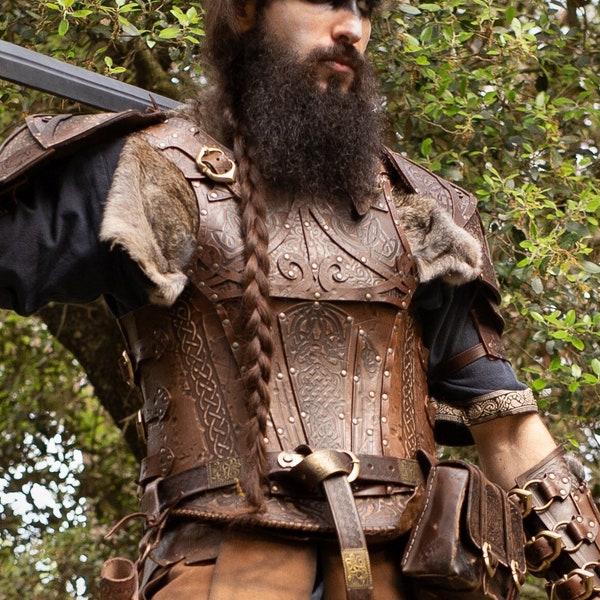 Viking armor. Brown leather armor inspired by the god baldur