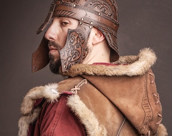 Casco Spangenhelm de cuero: armadura medieval vikinga, casco Larp