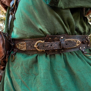 Viking leather belt for viking armor to larp. Nordic, barbarian belt