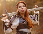 LARP 女性用鎧 ウィッチャー コスプレ ブラウン、コスチューム