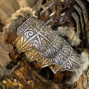 Viking bracer, Skyrim armor Larp style norse. Bracers for a cosplay or larp. image 2