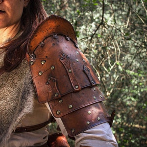 Shoulder Pad Leather Armor. Leather shoulder pad for larp or cosplay. Medieval armor