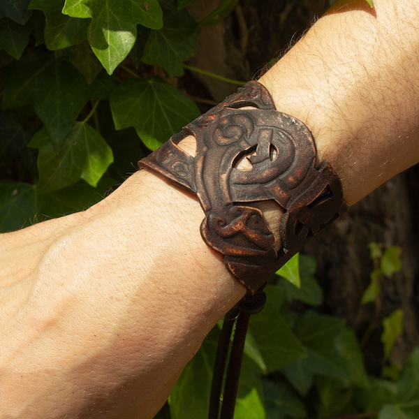 Viking leather bracelet, viking jewelru, viking bracelet for larp or cosplay