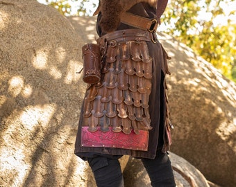 Brown Leather Greaves, Viking Armor, Fantasy Armor for Nordic 