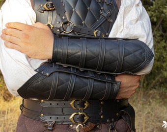 Metal Spike Studded Bracer Medieval Faux black Leather Wristband fantasy Larp 