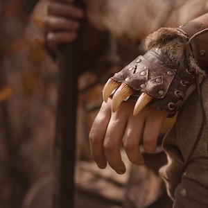 LARP leather bracers, berserker barbarian bracers, pagan bracers with bones