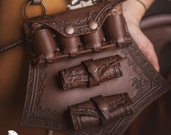 Leather Alchemist Set: Potion & Scroll Holder, LARP Cosplay