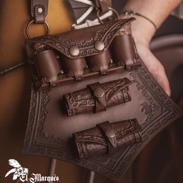 Leather Alchemist Set: Potion & Scroll Holder, LARP Cosplay