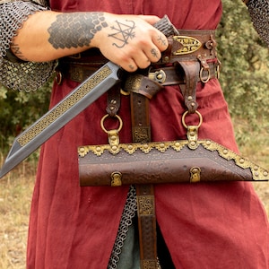 Viking Leather scabbard for seax foam larp weapon