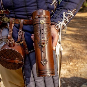 Medieval leather scroll holder for renaissance fair or larp