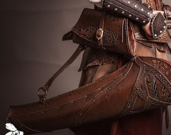 Carcaj de flechas de cuero: Arco vikingo LARP con bolsa