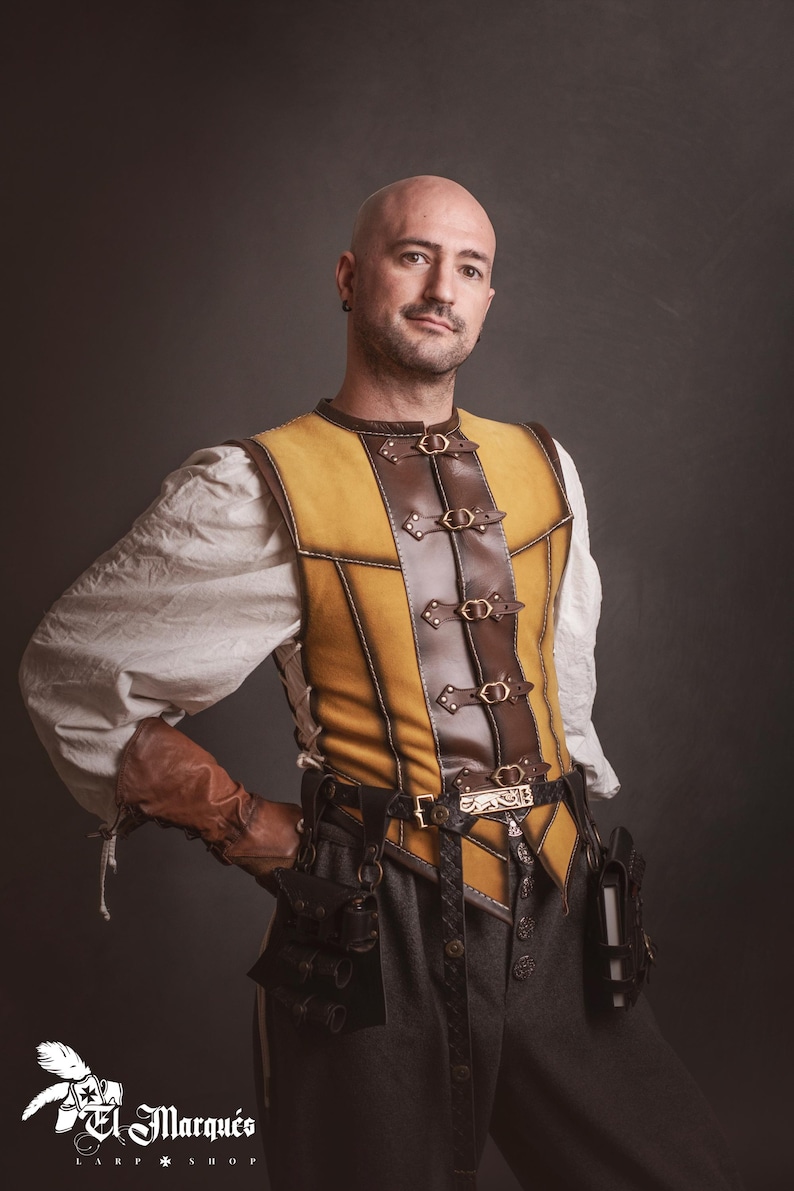 Pocimero de cuero marrón con portapergaminos para larp alquimista, kit de bruja o cosplay mágico imagen 16