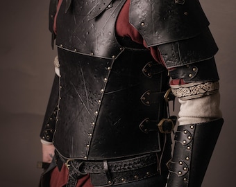 LARP Black Leather Armor Breastplate, Handmade Spanish Leather