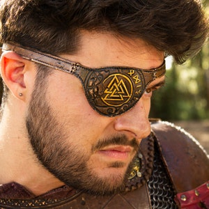Handcrafted Leather Norse Viking Odin Inspired Eye Patch for LARP and Cosplay