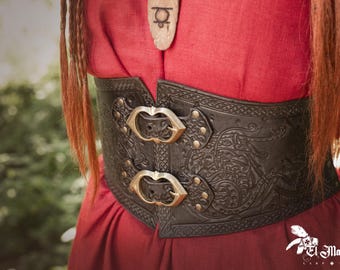 Cintura a corsetto D-Trap Pelle di vitello liscia e fasce elasticizzate