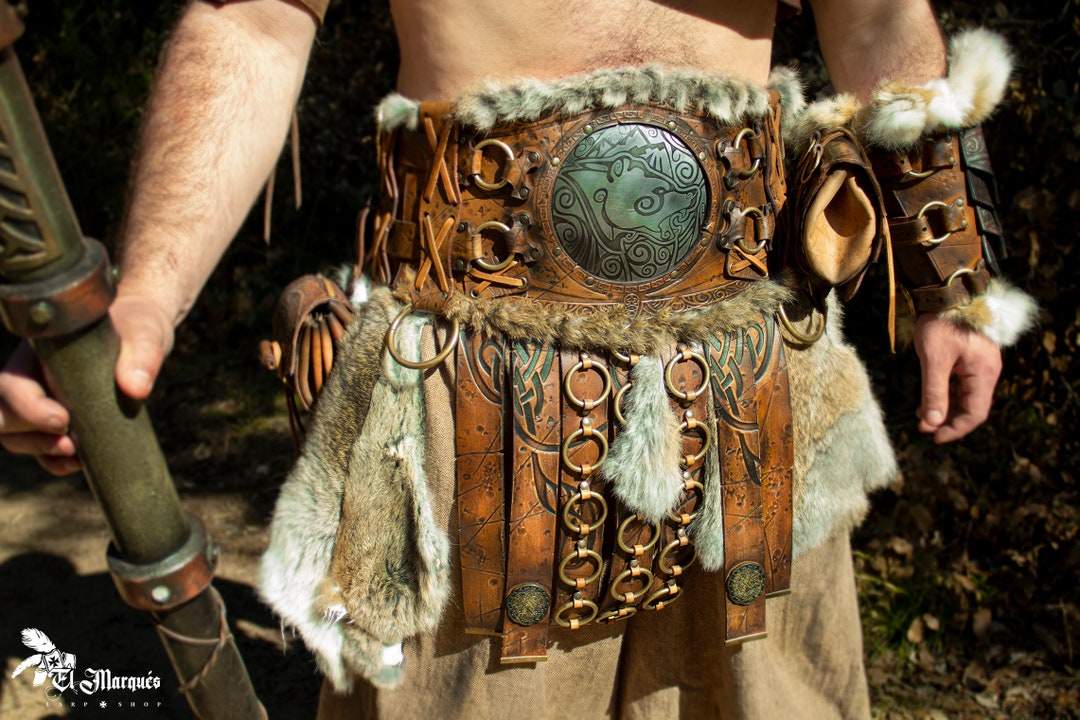 Hombrera De Cuero Estilo Fantasía Vikingo Para Larp Y Cosplay. 