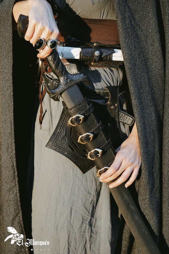 Black Leather Medieval Scabbard Sword Scabbard For Larp Or Etsy Denmark