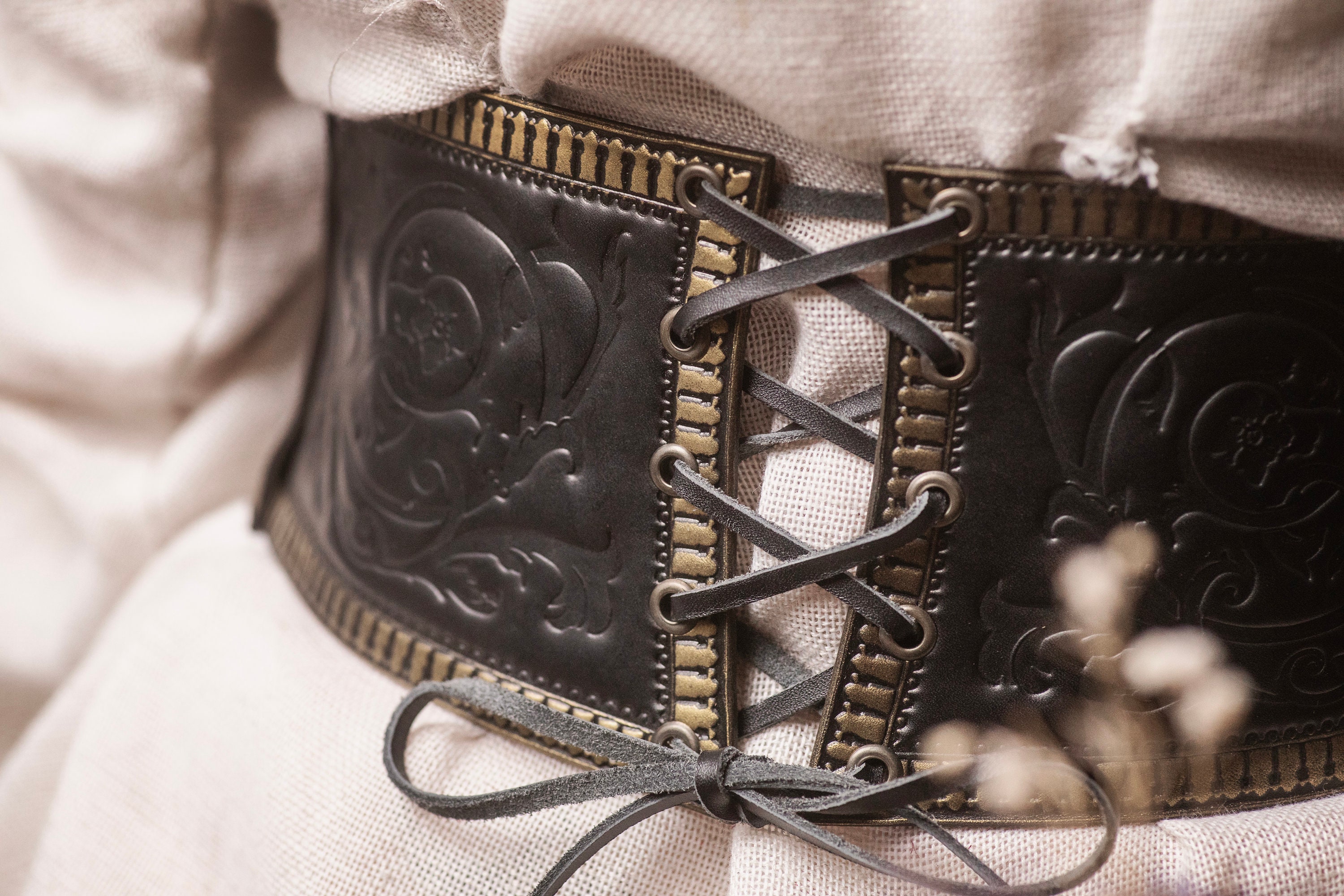 Black Corset Belt. Renaissance Corset. Leather Brocade Black Corset Belt. Renaissance Corset. Leather Brocade