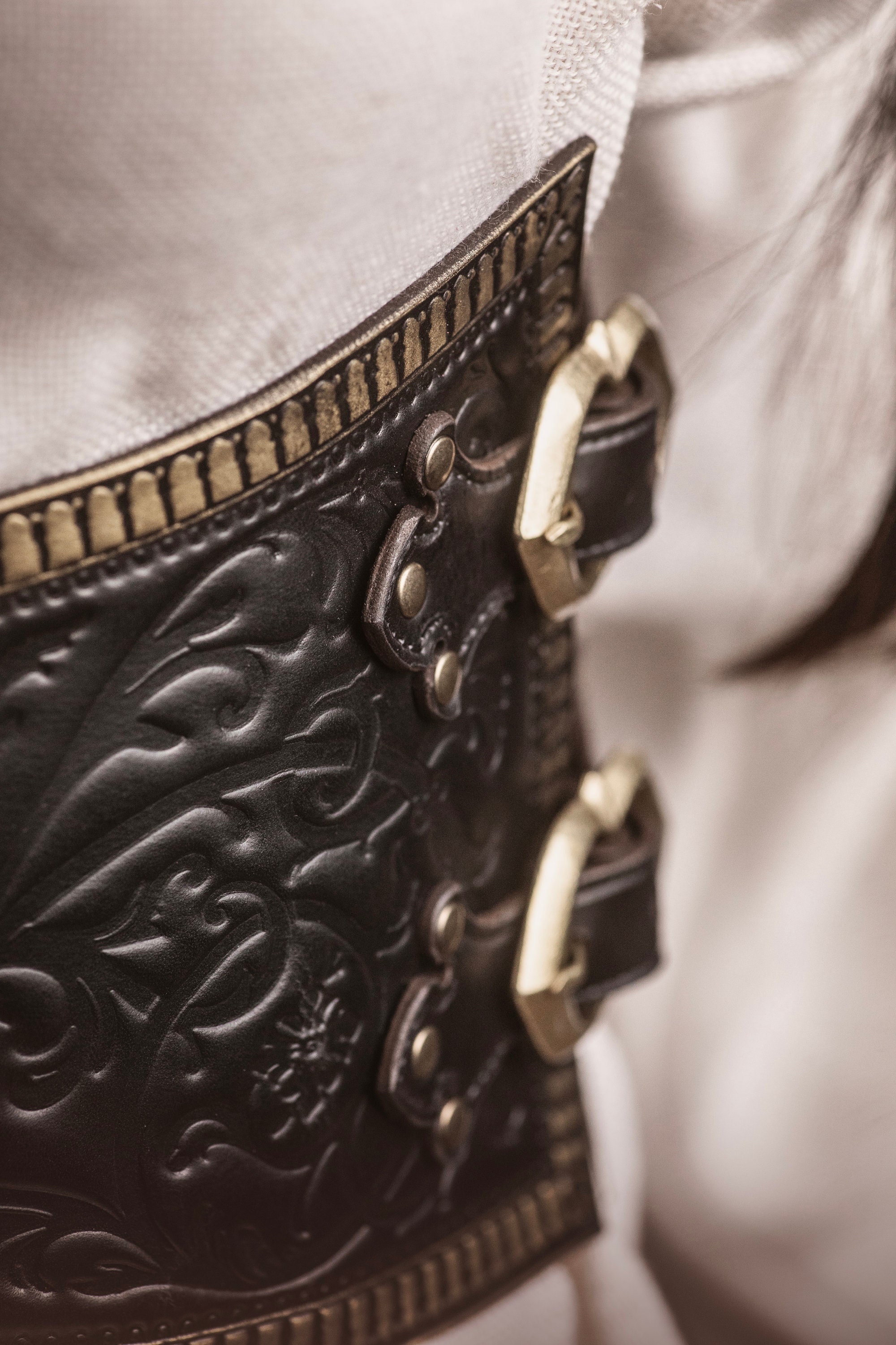 Black Corset Belt. Renaissance Corset. Leather Brocade