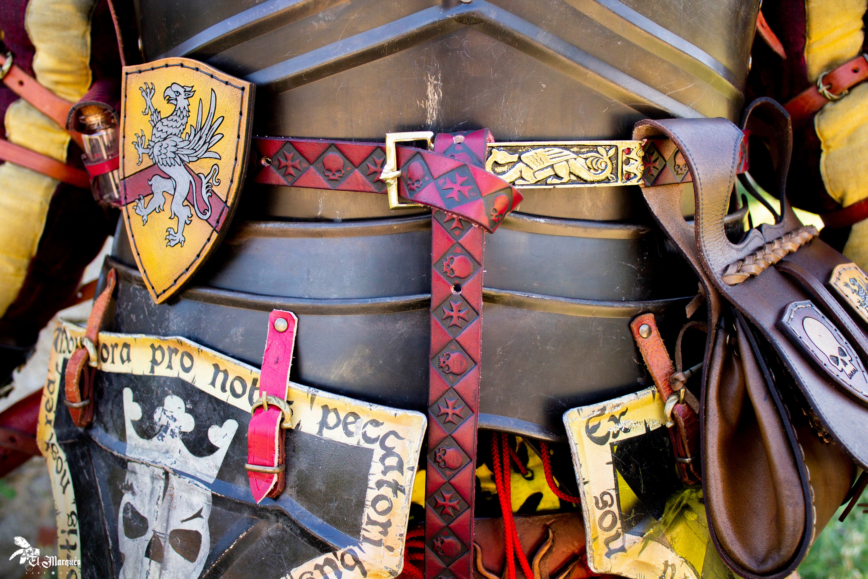 Viking Wide Belt - Medieval Faux Leather Armor Corset Belt 
