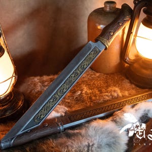 Arma LARP de espuma vikinga Seax, cuchillo vikingo de espuma
