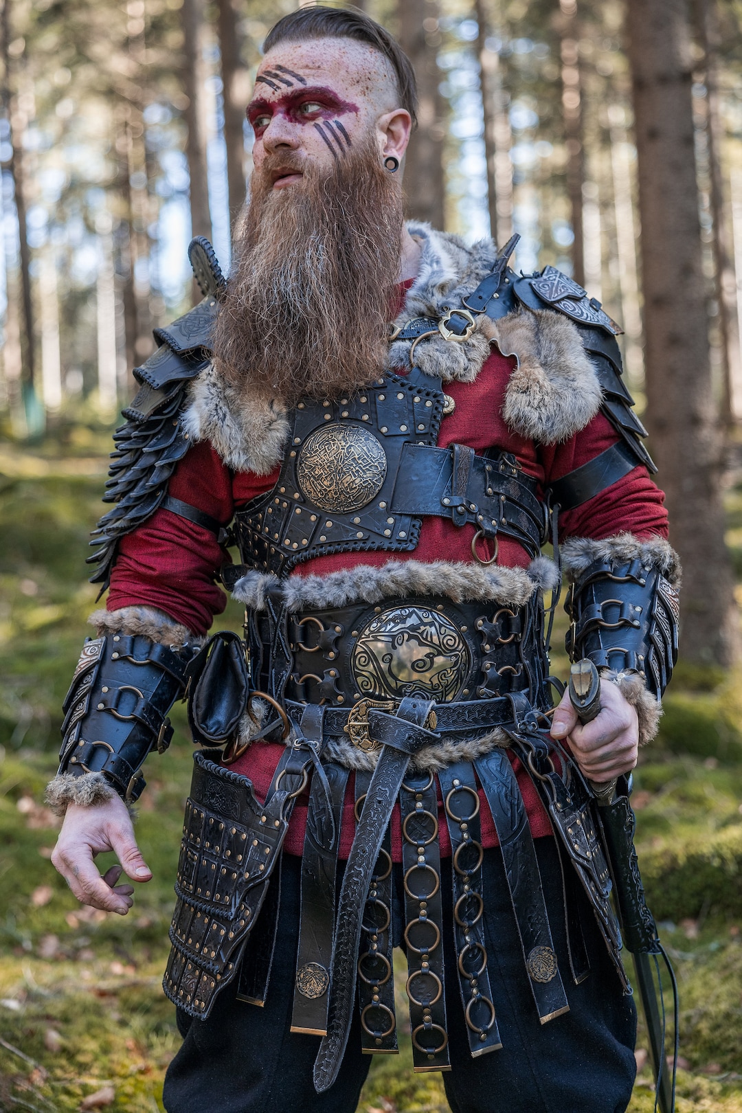Complete viking armor FULL SET black leather armor for larp