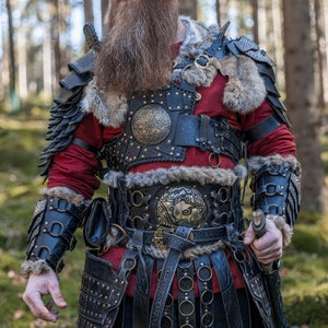 Complete viking armor FULL SET black leather armor for larp