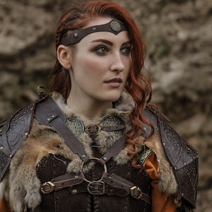 Viking Leather Shoulder Pad Fantasy Viking Costume for Larp or Cosplay ...