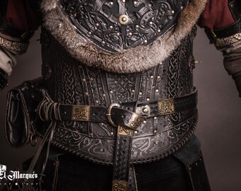 Cintura vichinga larga in pelle PU medievale Larp costume