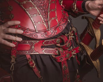 UYEE Cintura medievale Borsa in va con foglia di elfo Cintura rinascimentale Cosplay Moneta in rame Marsupio Gonna Fibbia Prop Cintura in pelle Halloween  200000297