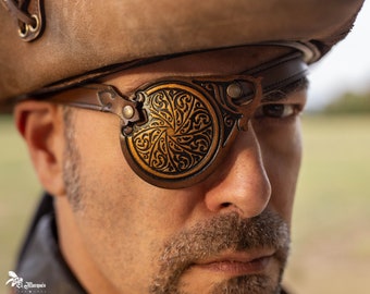 Steampunk leather eyepatch inspired by technology